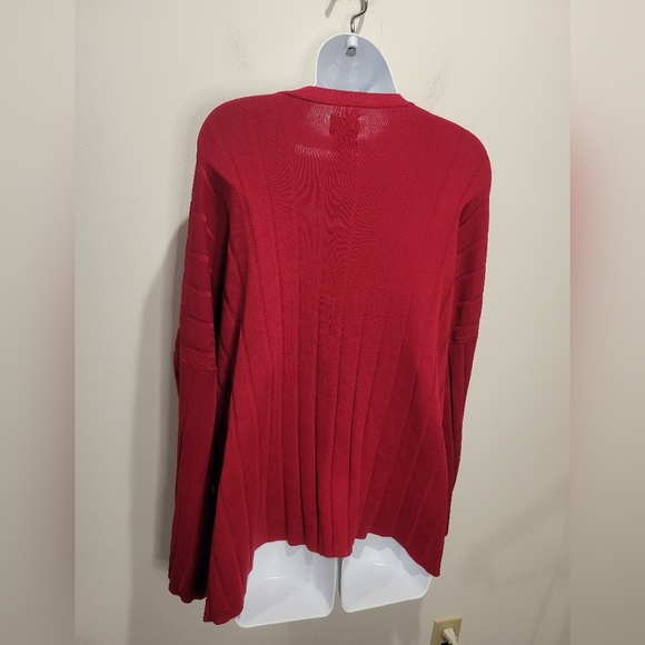 New Chicos S/M Red Slinky Knit Open Front Cardigan - Picture 3 of 5